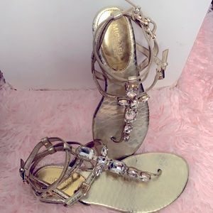 Michael Kors bling, Gold sandals w/ Rhinestones, size 8